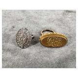 Sterling ring & "CK" monogrammed charm