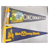 Two vintage Pennants: Walt Disney World & Cincinna