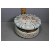 Floral HP Porcelain Lidded Trinket Box