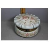 Floral HP Porcelain Lidded Trinket Box