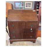 Drop front 19th century dresser with brass