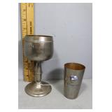German 1930s silverplate? Wine goblet and water gl