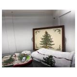 Spode Christmas tray & linens