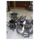 Rogers Silver-plate 4pc tea set with serving tray