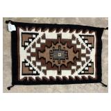 Hand woven brown Native American throw 36" x 24"