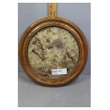 Framed butterfly round tray with feathering and gl