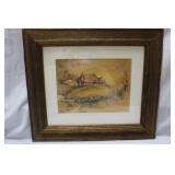 Watercolor signed C.M. Every of hilltop cottage 16