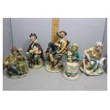 Five Ceramic Elderly Character Figurines