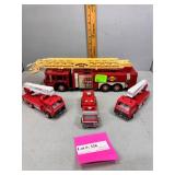 Four fire truck toys