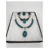 Sterling & turquoise necklace, earring, bracelet &
