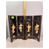 Petite table top Asian lacquor folding screen