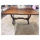 Lift top game table with Tiger maple finish -