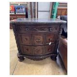 Three drawer end table with marble top