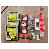 mixed lot safety vests, Makita sandpaper, Meyhew