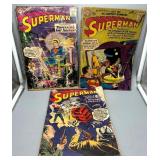 Three 10c Superman DC Comics #113, 116, 126