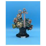 CAST METAL FLORAL BASKET DOORSTOP 10.5'