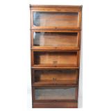 GLOBE WERNICKE OAK 5 STACK BARRISTER BOOKCASE,