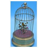 SINGING BIRD IN CASE, AUTOMATON, BRASS, FEATHERED
