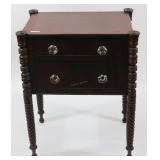 SHERATON STYLE  2 DRAWER STAND, COOKIE CORNERS,