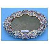 FRENCH GILT BRONZE FOOTED TRAY WITH CHAMPLEVE