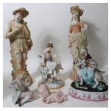 6 BISQUE & PORCELAIN FIGURINES, 19TH & 20TH C.,