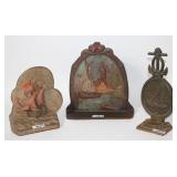 3 EARLY 20TH C. CAST IRON DOOR STOPS WITH SHIP