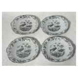 SET OF 4 INDUS PATTERN IRONSTONE TRAYS WITH BIRD