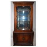 MCM STYLE WALNUT 2 PART CURIO CABINET, 1 DOOR