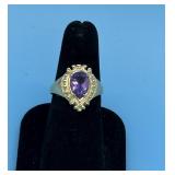 14KT AMETHYST PEAR RING - 3.1 DWT - SZ 7..5