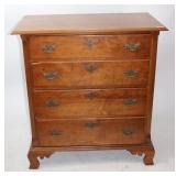 4 DRAWER CHERRY CHIPPENDALE STYLE CHEST, CARVED