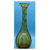 MURANO VASE 1950S GREEN DRIP OVER AMBER BY