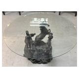HORSE THEME LOW TABLE, RESIN BASE WITH ROUND