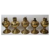 5 BRASS RAYO LAMP BASES IN PREVIOUS ELECTRIFIED