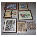 LOT OF 8 FRAMED & 1 UNFRAMED PICTURES, BABE RUTH