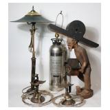 LOT OF 5 MISC. CONTEMPORARY FOLK ART TYPE ITEMS,
