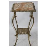 ORNATE BRASS.& ONYX LAMP TABLE, 30 1/2' H, 14