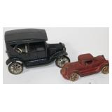 TWO CAST IRON TOY CARS, C. 1930S, MODEL T MARKED
