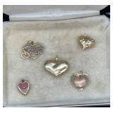 FIVE 14KT HEART CHARMS