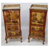 PAIR QUEEN ANNE STYLE SIDE CABINETS, WITH AS IS