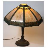 SLAG GLASS PANEL LAMP, CARMEL SLAG PANELS, 21' H,