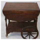 MAHOGANY DROP LEAF TEA CART, OLD REFINISHED