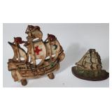 2 CAST IRON SHIP DOOR STOPS, SPANISH GALLEON 11'
