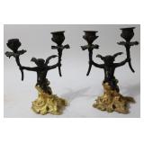 PAIR CHERUBIM 'DEVIL' 2 SOCKLE CANDLE HOLDERS,