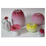 6 PCS. VICTORIAN SATIN GLASS, WHITE CASED