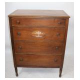 1930S FRENCH WALNUT 4 DOOR TALL CHEST ON TURNED