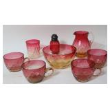 8 PCS. 19TH & 20TH C. GLASS, RUBY SHAKER 3 1/2'