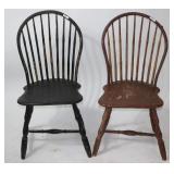2 WINDSOR BOW BACK SIDE CHAIRS, 18TH C., SPINDLE