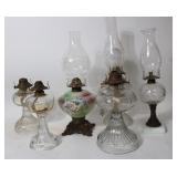 COLLECTION OF 6 KEROSENE LAMPS WITH BURNERS, SOME