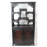 CHINESE CARVED HARDWOOD ETAGERE, DARK ORIGINAL