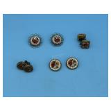 FOUR PAIRS MICRO MOSAIC CLIP ON EARRINGS